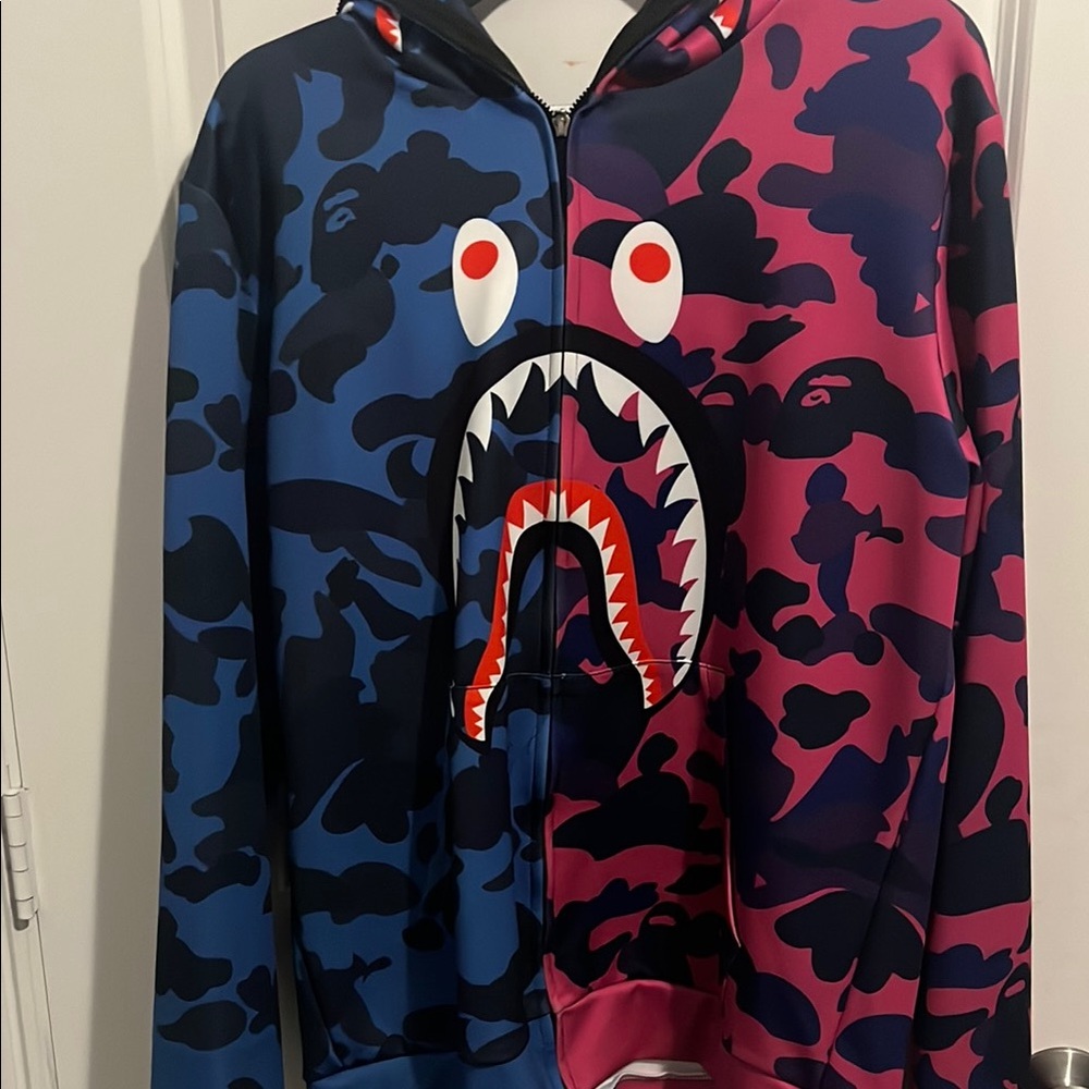 Blue and Pink Camouflage Shark Hoodie